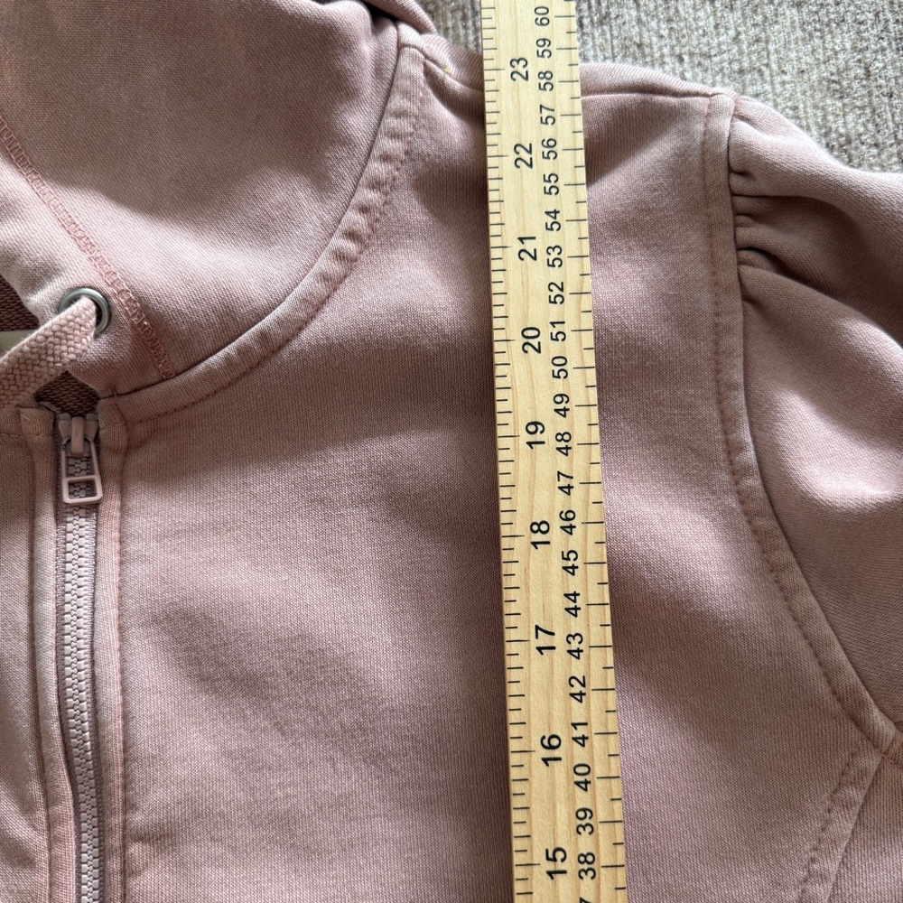 Daily Practice Anthropologie Puff Sleeve Zip-Up Hoodie Mauve Pink S Cozycore - Picture 8 of 8